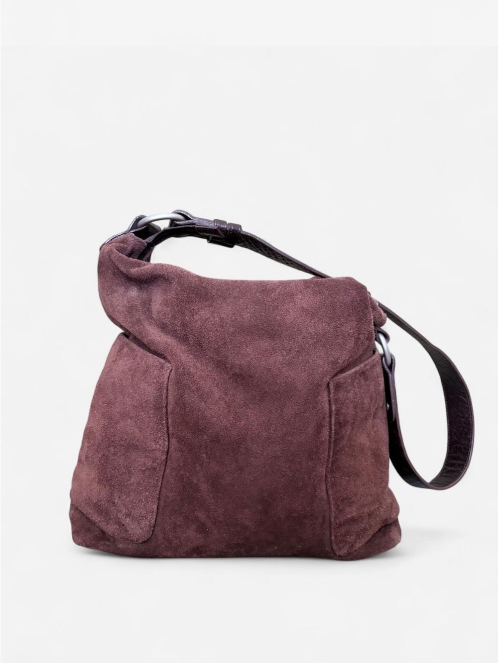 Garnet Hill Chocolate Brown Suede Slouchy Hobo Shoulder Bag